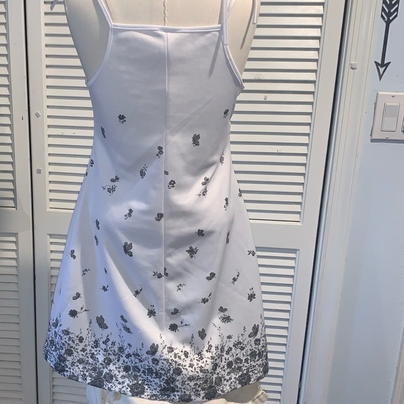 Minerva White tie strap mini dress with gray butterfly Print Medium - Picture 3 of 7